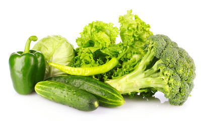 Green vegetables isolated on white