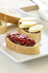 delicious hazelnut spread and fresh jelly sandwich