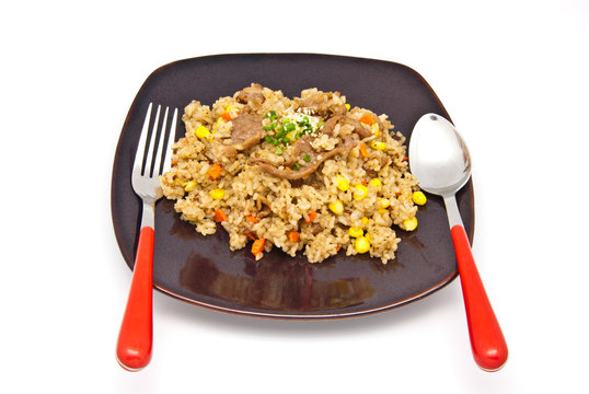 fried rice with pork and vegetable, japan food style