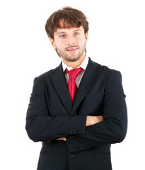 Smiling businessman isolated on white