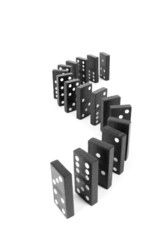 domino in curve, Black wooden domino line in curve.
