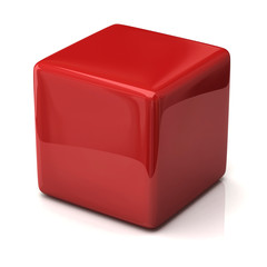Red cube isolated on white background