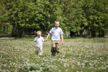 little boys playing in the park