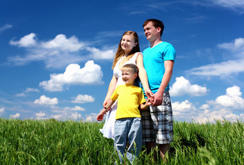 family with children in summer day outdoors