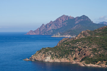Fototapeta premium cote et littoral corse (region de porto scandola)