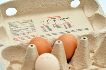 Eier - Verpackung mit Kennzeichnung u. Inhaltsstoffen
