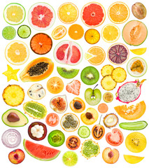 mega set of 56 different fruits and vegetables slices