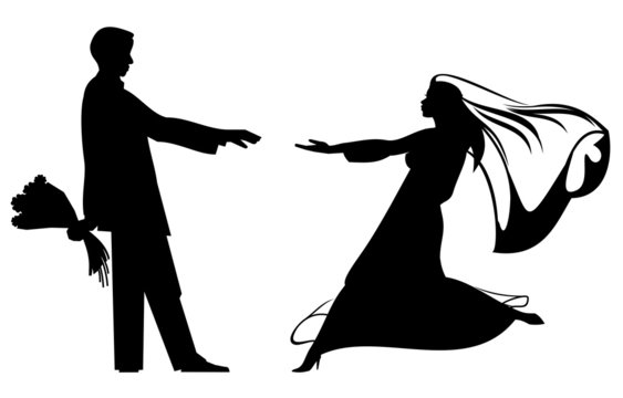 Bride and groom silhouettes