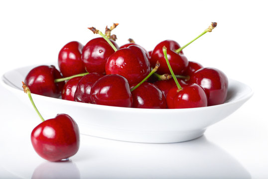 Fresh cherry berries in a plate
