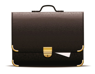 Black leather briefcase.