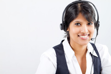 young indian telephone operator with headset