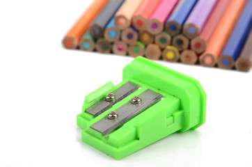 Color pencils and sharpener