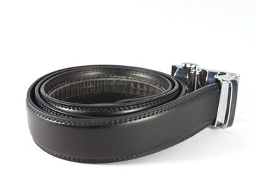 Black leather belt. on white background