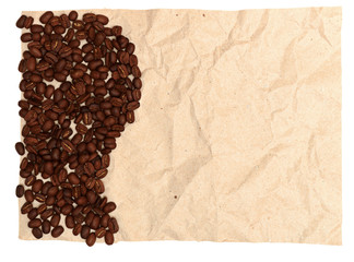 Obraz na płótnie Canvas coffee beans on old paper
