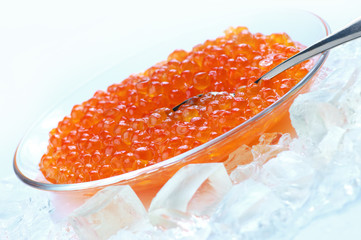 Salmon caviar in ice