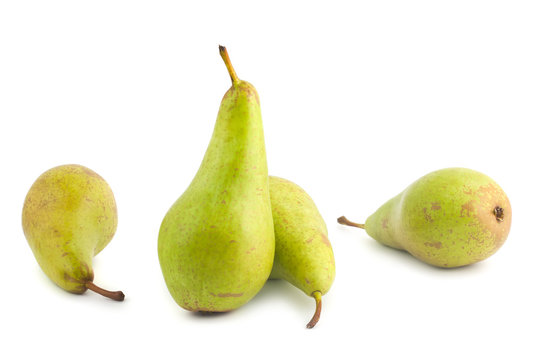 Four ripe green pears