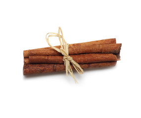 Cinnamon sticks isolated on white