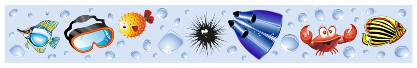 Animali Mare Sfondo Banner-Sea Animal Background-Vector-4