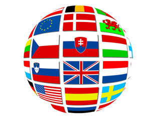 Globe with National Flags Illustration