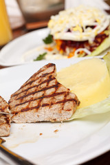 grilled steak with potatoes