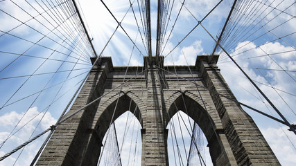 Sky over Brooklyn Bridge in New York City