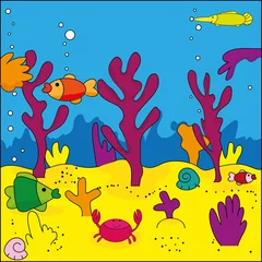 Photo sur Plexiglas Sous-marin Jolie illustration de la vie marine, vie marine, vecteur