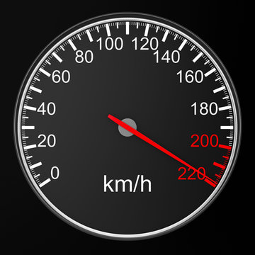 speedometer on black background. 3D image