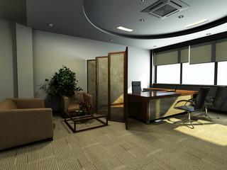 Modern office interior 3d rendering