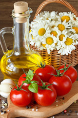 Tomatoes and olive oil.
