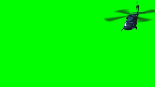 Render of helicopter  fly on green screen