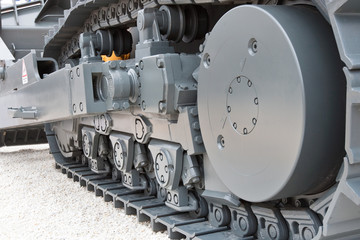 Grey and black metall caterpillar band of digger