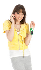 young girl listening to music