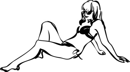 girl in bikini sunbathing on the beach