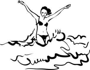 girl in bikini sunbathing on the beach
