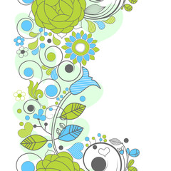 Vector floral seamless pattern in blue and green