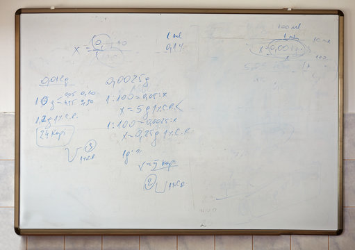 Math Formulas On School White Black Board Education