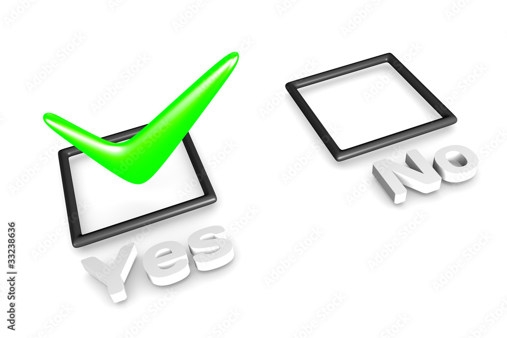 Poster 3d rendering of yes/no voting concept