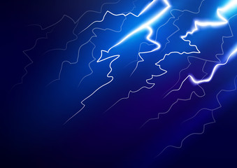 Lightning in the night sky. Vector illustration