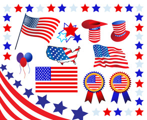 Obraz premium Elements and icons related to American patriotism