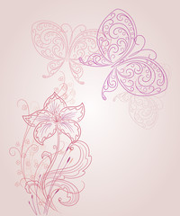 floral background with butterfly