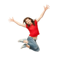 jumping teenage girl