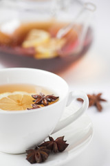 Lemon & anise herbal tea - shallow dof