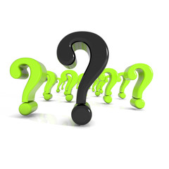 some shiny question mark in red isolated on white