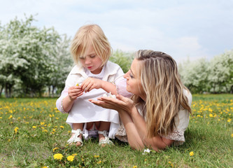 girl with mother in the park