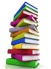 Pile of books isolated on white background