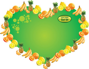 tropical fruit label - heart