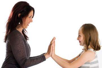 Mother and Daughter playing a game