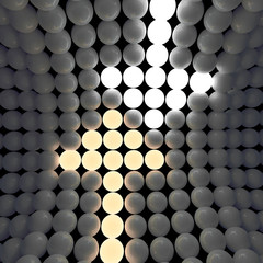 Self-illuminated pointers from white spheres. Abstraction