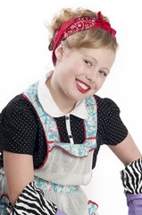 Little Girl Wearing Retro Apron