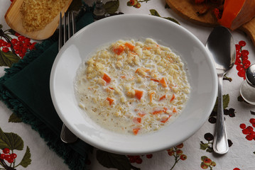 Arroz y calabaza en leche
